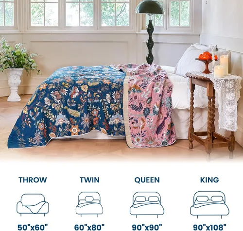 Vista 242 de MSGKV - Manta bohemia/primaveral de algodón para sofá y sala de estar, de gasa acogedora, de 50 x 60 pulgadas 50"x60" Cotton Throw, Woven Bird