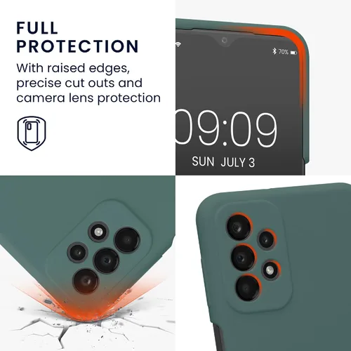 Vista 3 de kwmobile Funda compatible con Samsung Galaxy A23 4G / 5G - Funda delgada de silicona TPU - Acabado suave al tacto - Verde musgo