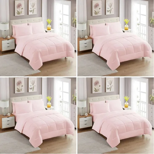Vista 21 de Sweet Home Collection Juego de edredón de 7 piezas de color sólido para todas las estaciones, manta alternativa de plumón suave y lujosas sábanas