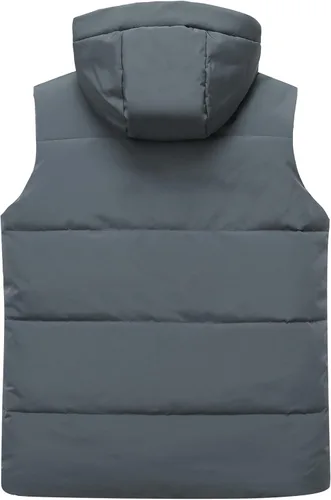 Vista 2 de MOERDENG Abrigos cálidos de invierno para hombre, chaleco de moda para exteriores, impermeable, con capucha, abrigos acolchados, chaleco