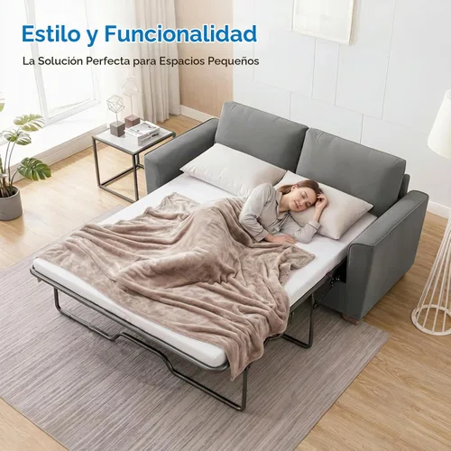 Vista 4 de Mjkone Sofá cama extraíble de 71 pulgadas de ancho con almohadas de espuma viscoelástica y colchón, sofá biplaza convertible 2 en 1 con cama