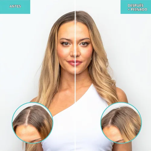 Vista 3 de FoxyBae Champú en polvo seco – Fórmula sin aerosol con biotina, tapioca y arrurruz – Absorbe aceite y añade volumen – Para cabello oscuro, castaño
