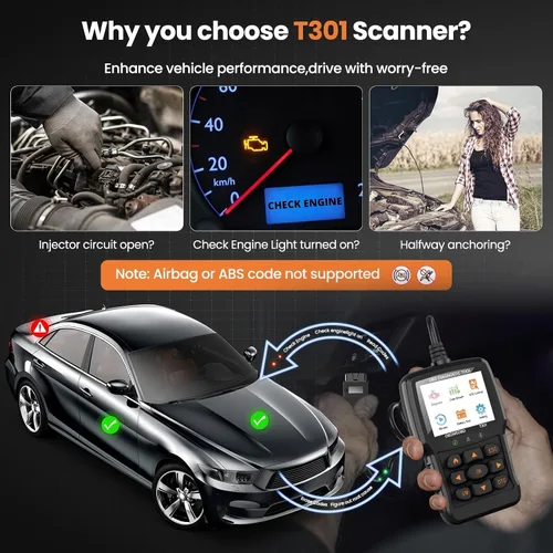 Vista 7 de Beaspire Herramienta de diagnóstico del escáner OBD2, lector OBD2 de código de luz del motor con reinicio, preparación I/M, probador de batería