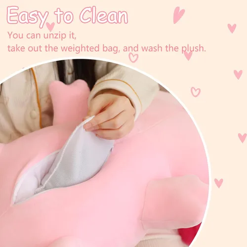 Vista 7 de SQEQE Peluche de ajolote con peso, animal de peluche de ajolote con peso, lindo juguete de almohada rosa suave, regalo para niños y adultos, 9.8