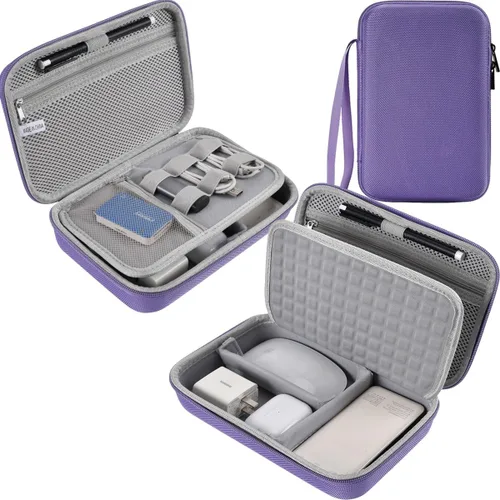 Vista 10 de Estuche organizador electrónico de viaje rígido para adaptadores de carga de MacBook, cables, banco de energía, ratón mágico Apple, lápiz Apple