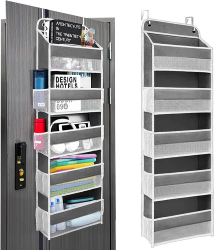 Vista 8 de Organizadores de cocina y almacenamiento con 4 bolsillos laterales de malla, capacidad de peso de 44 libras para colgar detrás de la puerta