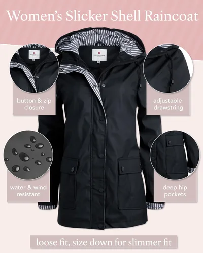 Vista 4 de URBAN REPUBLIC Chaqueta impermeable para mujer, rompevientos ligera e impermeable para mujer (S-3XL)