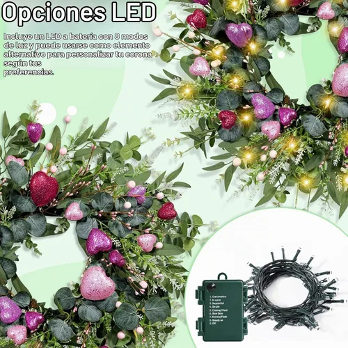 Vista 5 de Coronas de eucalipto grandes de 25 pulgadas para puerta delantera, hojas de eucalipto verdes artificiales, vegetación, corona para interiores