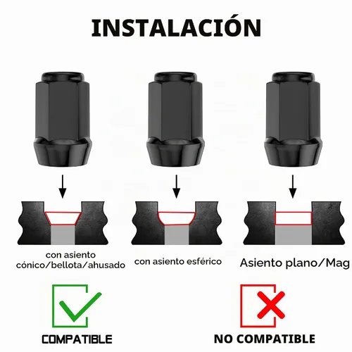 Vista 3 de 20 tuercas negras de 1/2-20 de 1.38 pulgadas, asiento cónico hexagonal, compatible con Bronco Mustang Cherokee Ranger Explorer Liberty YJ TJ KJ KK