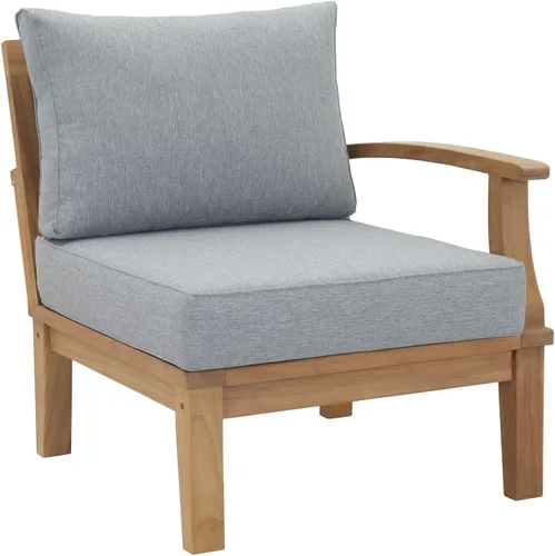 Vista 3 de Modway Marina - Sofá de madera de teca de grado A para exteriores, orientado hacia la derecha, color gris natural