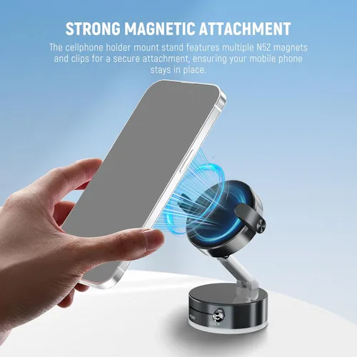 Vista 4 de NEEWER Versión de nivel de entrada, soporte magnético para teléfono celular, soporte plegable con ventosa al vacío para tu parabrisas de automóvil