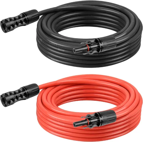 Vista 17 de Cable de Extensión Solar de 8 AWG 3 Pies Negro + 3 Pies Rojo, Cable de Panel Solar de Calibre 8 Macho a Hembra Alambre de Cobre Estañado para Panel