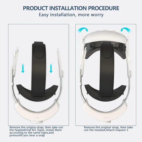Vista 5 de Comfort Head Strap for Oculus Quest 3, MTomatoVR Lightweight Replacement Strap VR Accessaries, Reduce Face Pressure Comfortable Convenient Flip
