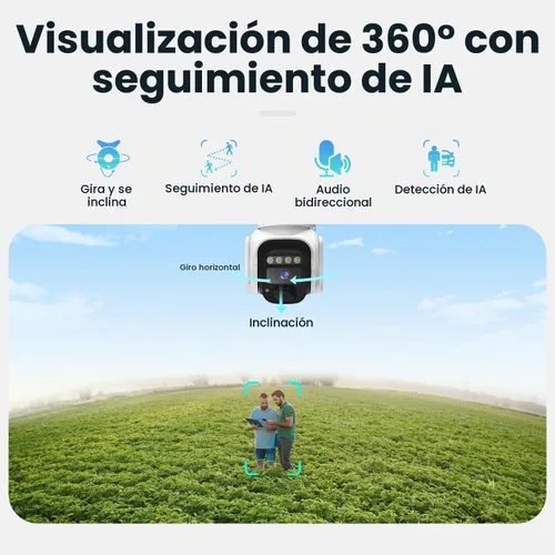 Vista 3 de Cámara de Seguridad Celular Solar 4G LTE Inalámbrica para Exteriores, Cámara Solar Alimentada sin WiFi con Tarjeta SIM Integrada y Plan de Datos