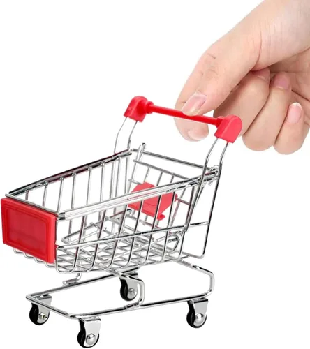 Vista 10 de Carrito de compras mini, carrito de mano de supermercado, carrito de almacenamiento mini para supermercado, juguete decorativo para almacenamiento