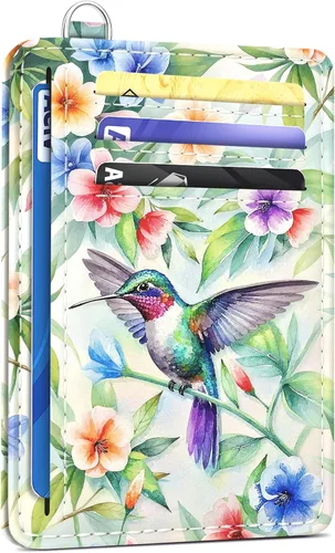Vista 19 de SEAVILIA Tarjetero de crédito para mujer, cartera RFID para mujer, tarjetero de bolsillo frontal delgado y minimalista, bonito estuche delgado