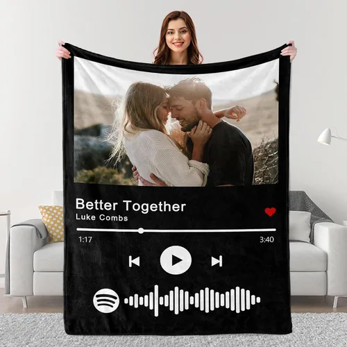 Vista 16 de Mantas personalizadas con fotos, regalos personalizados para parejas para esposa, marido, novia, novio, manta con imagen personalizada "I Love You