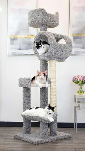 Vista 6 de New Cat Condos 140003 - Torre de Escalada para Gatos Árbol para Gatos de Madera Maciza, Beige