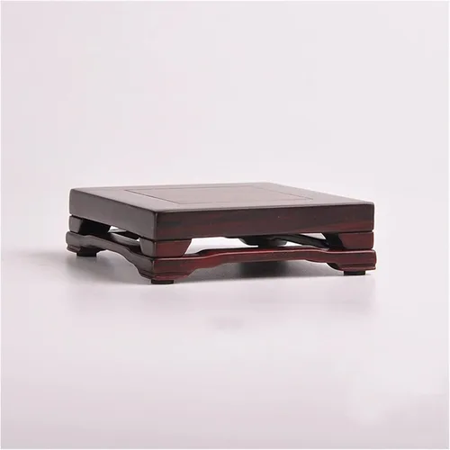 Vista 8 de Bonsái Pedestal de madera, base de jarrón rectangular clásico, jarrón de jade, piedra extraña, estatua de Buda, juego de té, adornos de bronce para 1