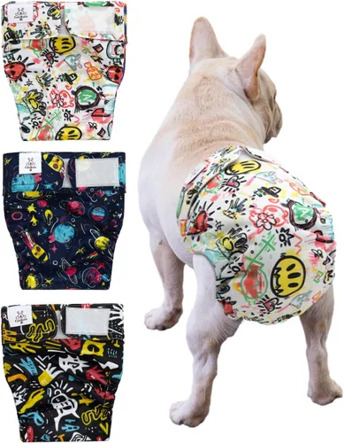 Vista 15 de CuteBone WWD28XS - Pañales lavables para perras, sin agujero para la cola, reutilizables, pantalones de entrenamiento para perritos, con cola