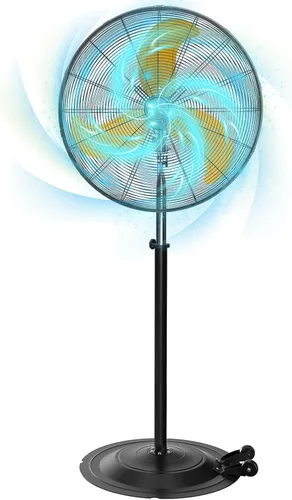 Vista 13 de Ventilador de pedestal oscilante de 18 pulgadas con control remoto, ventilador de pie de alta velocidad de 5000 CFM, motor de CC, 9 velocidades