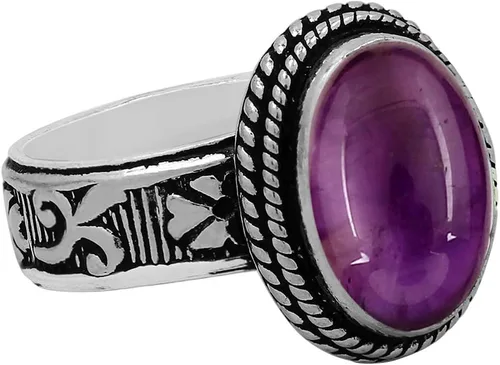 Vista 3 de 5.85 quilates de piedra preciosa natural de forma ovalada solitario para mujer, anillo de plata 925 con piedra natal superpuesta, regalo de joyería