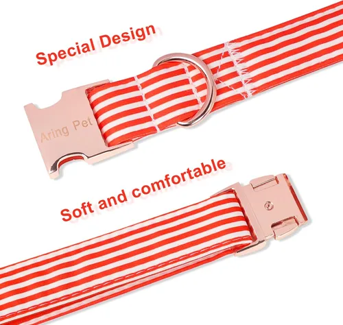 Vista 177 de Aring Pet Collar de algodón, ligero y ajustable, con hebilla de liberación rápida, para perros pequeños, medianos y grandes, para cachorros, S, Hoja