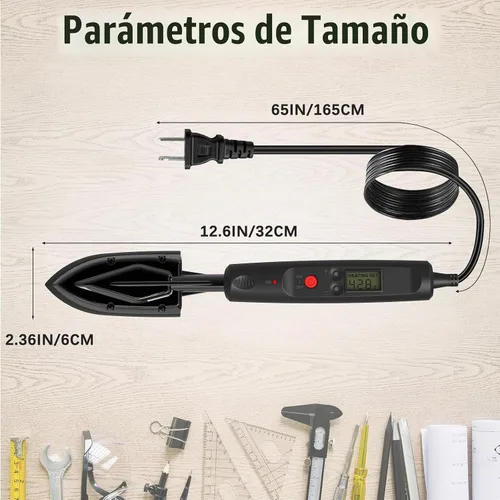 Vista 4 de Plancha de banda de borde con pantalla LCD, ajustable 212-428F (100-220C), soporte de metal, cable de alimentación de 98 pulgadas, 3 calcetines Negro