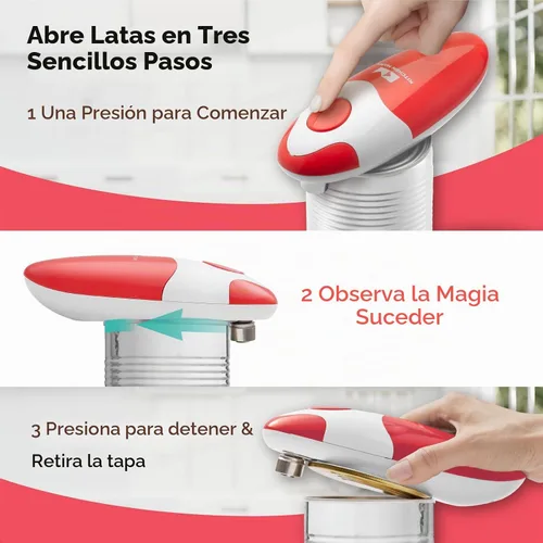 Vista 2 de Kitchen Mama Abrelatas Eléctrico Automático: Abre Tus Latas con Una Simple Pulsación de Botón - Automático, Manos Libres, Borde Liso, Funciona