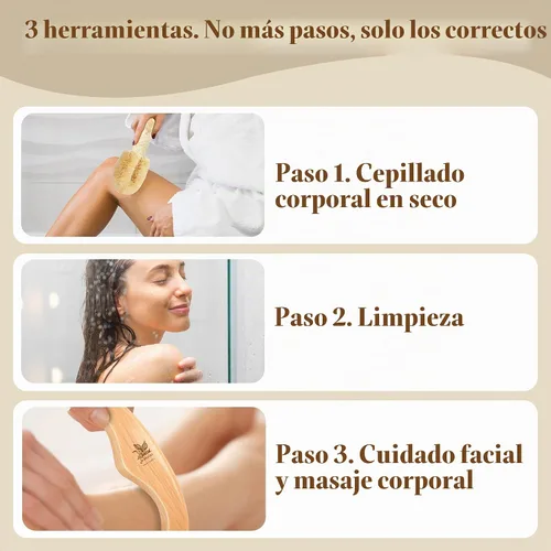 Vista 2 de Juego de cepillos para el cuerpo seco para drenaje linfático