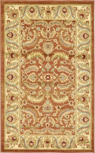Vista 21 de Unique Loom - Colección Voyage - Alfombra redonda tradicional oriental, marrón, Polipropileno, Marrón/Azul Claro