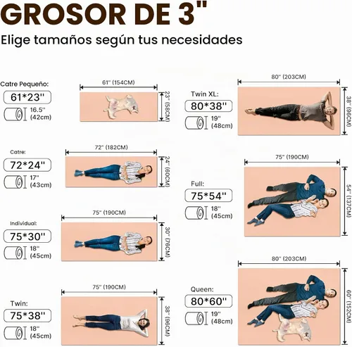 Vista 2 de Gaialoop Colchón de futón enrollable Glamping de espuma viscoelástica, cama japonesa para el suelo, colchón de campamento, colchoneta para dormir
