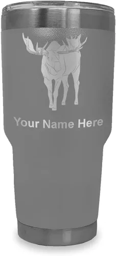 Vista 19 de LaserGram Vaso aislado al vacío de 20 onzas, alce, grabado personalizado incluido (negro)