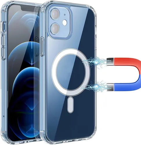 Vista 12 de Funda magnética transparente para iPhone 7 Plus, compatible con MagSafe, protección de grado militar, parte trasera dura resistente al amarillo