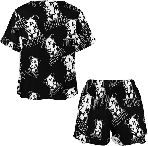 Vista 4 de Pitbull Women's Two Piece Pajamas Set Short Sleeve Top and Shorts Sleepwear