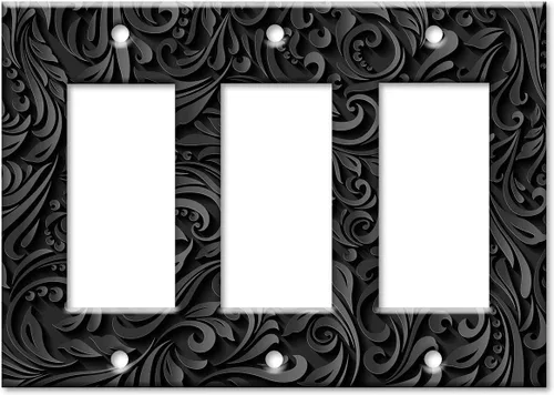 Vista 12 de Art Plates - Placa de interruptor basculante de doble banda (Rocker - GFCI) - Placa de pared - Estampado floral negro - Hecho en Estados Unidos