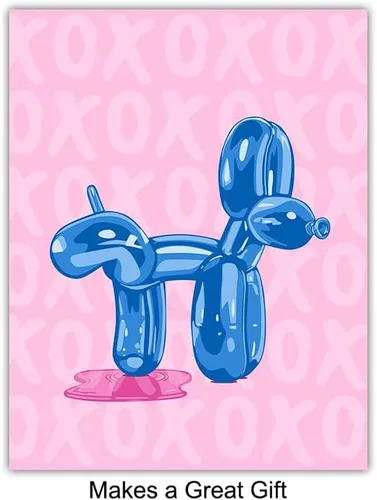 Vista 3 de Decoración de baño, decoración moderna de habitación, arte pop art rosa y azul, decoración de baño, divertido juego de póster de baño, bonita