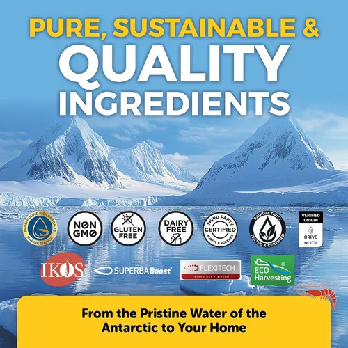 Vista 3 de Viva Naturals Aceite de krill antártico, 1200 mg - Omega-3 DHA y EPA con astaxantina para la salud de las articulaciones, sin eructos de pescado, 60