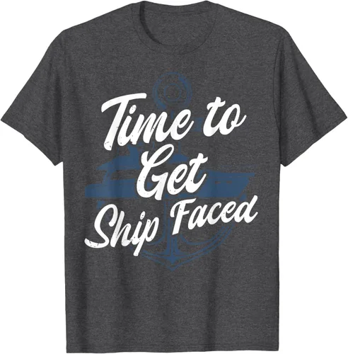 Vista 24 de Time to Get Ship Faced Holiday Hilarante Nautical Sailing Camiseta, Negro, S