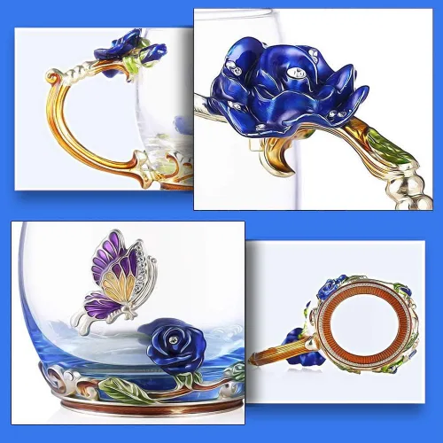 Vista 6 de Taza de té de flor, taza de té, taza de café de vidrio