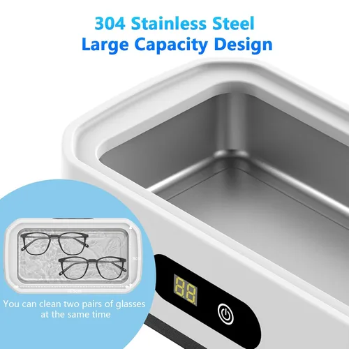 Vista 5 de PKBD 2025 Mejora Limpiador Ultrasónico de Gran Capacidad, Máquina Limpiadora Ultrasónica de 50kHz con Temporizador de 5 Modos para Gafas, Joyas