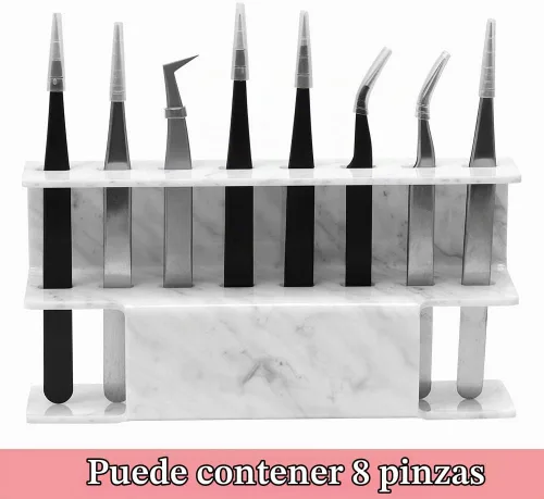 Vista 3 de GEMERRY Soporte de pinzas para extensiones de pestañas, diseño marmoleado Mármol blanco