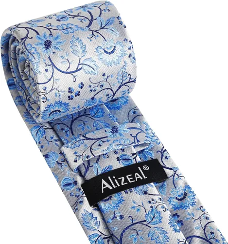 Vista 95 de Alizeal Mens 3.15inches Leaf Flower Pattern Tie with Floral Pocket Square Set