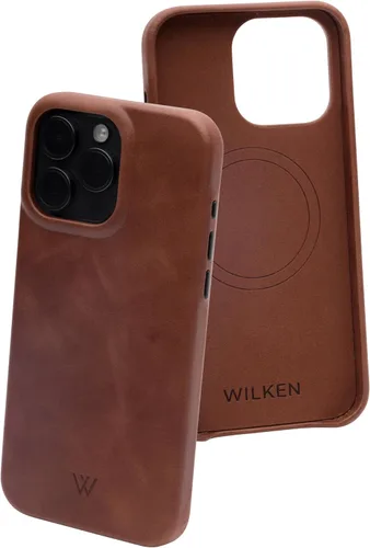 Vista 8 de Funda de teléfono delgada de cuero Wilken compatible con iPhone 15 Compatible con MagSafe y carga inalámbrica Cubierta de cuero de grano Negro