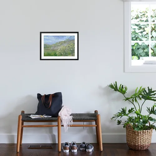Vista 4 de ART.COM Claude Monet - Póster enmarcado para pared, diseño de árboles en flor, decoración escénica, 18 x 12 pulgadas, marco negro con paspartú blanco