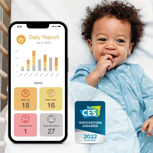Vista 2 de Amaryllo iBabi Smart Baby Monitor: 1080p FHD, visión nocturna, alertas de llanto/voz, 360 PTZ de seguimiento automático, zona de peligro