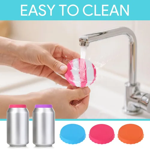 Vista 4 de 12 tapas de silicona para latas de refresco, cubiertas reutilizables para latas de cocaína para refrescos, protectores de botellas a prueba