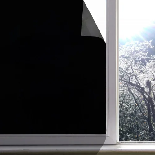 Vista 2 de Película opaca para ventana, tinte adhesivo estático 100% bloqueo de luz sin pegamento para privacidad en el hogar, oscurecimiento de la habitación