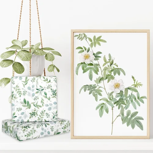 Vista 5 de 60 Sheets Greenery Tissue Paper Watercolor Green Leaves Art Tissue Spring Gift Wrapping Paper for Birthday Wedding DIY Crafts Gift Packing, 20 x 14