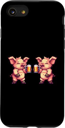 Vista 13 de iPhone 15 Pig Beer Party Team Comic Gamer Crew Case